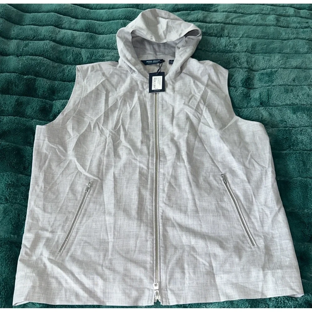 Peter Millar Size Large Crown Crafted Excursionist Lite Full Zip Vest Wool‎ Gray